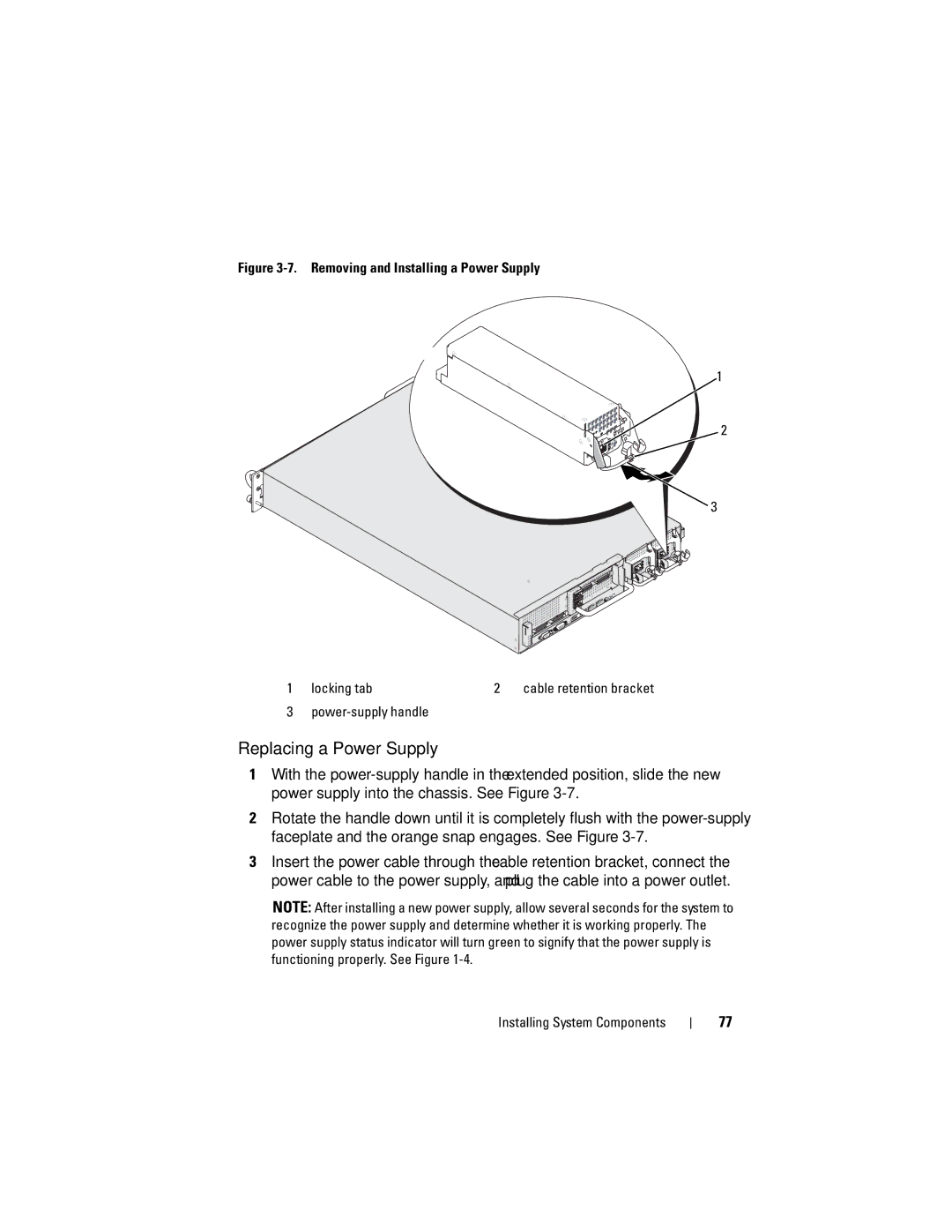 Dell DL2000 owner manual Replacing a Power Supply, Power-supply handle 