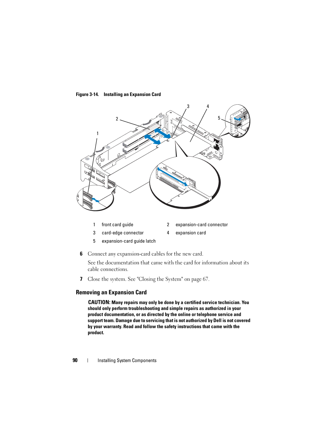 Dell DL2000 owner manual Removing an Expansion Card, Card-edge connector Expansion card 