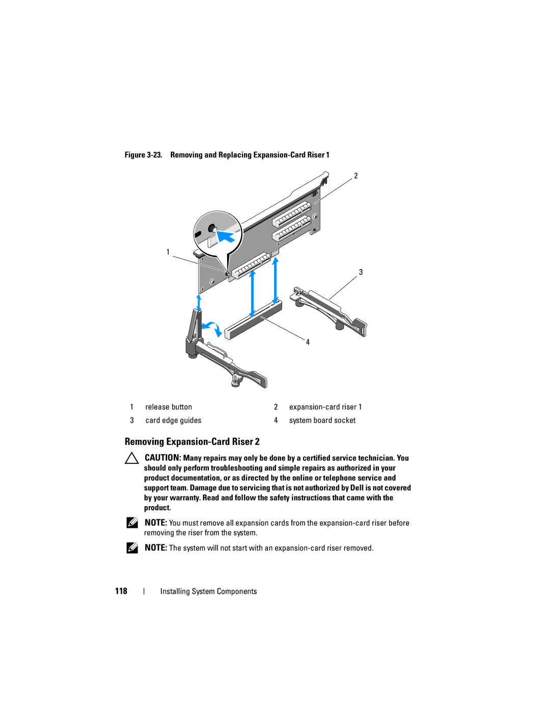 Dell DL2100 owner manual 118, Card edge guides 