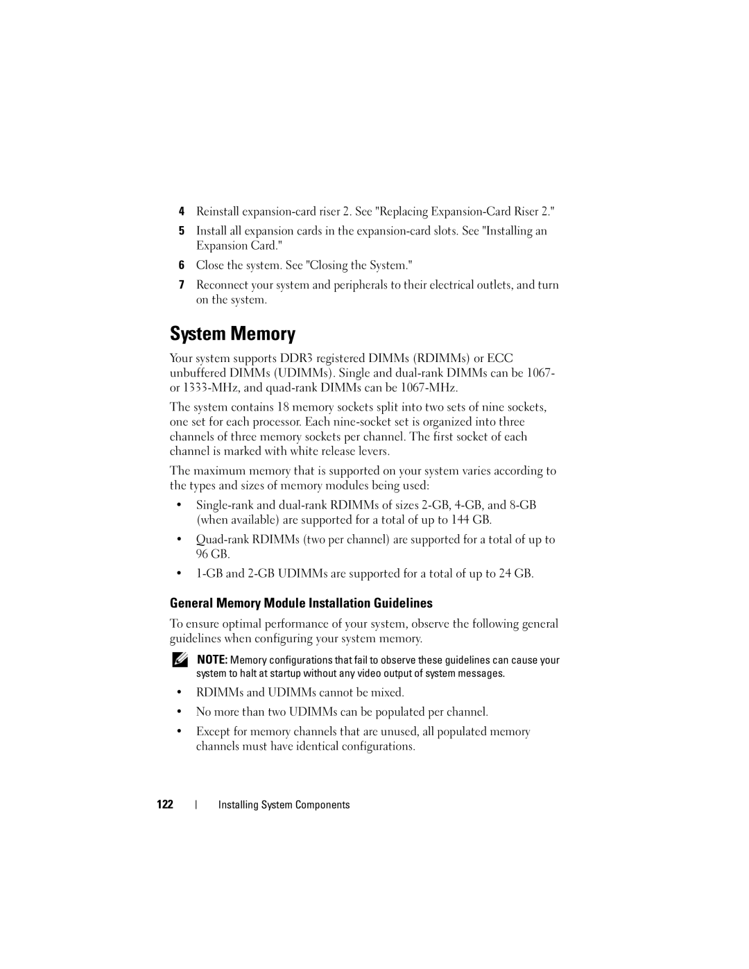 Dell DL2100 owner manual System Memory, General Memory Module Installation Guidelines 