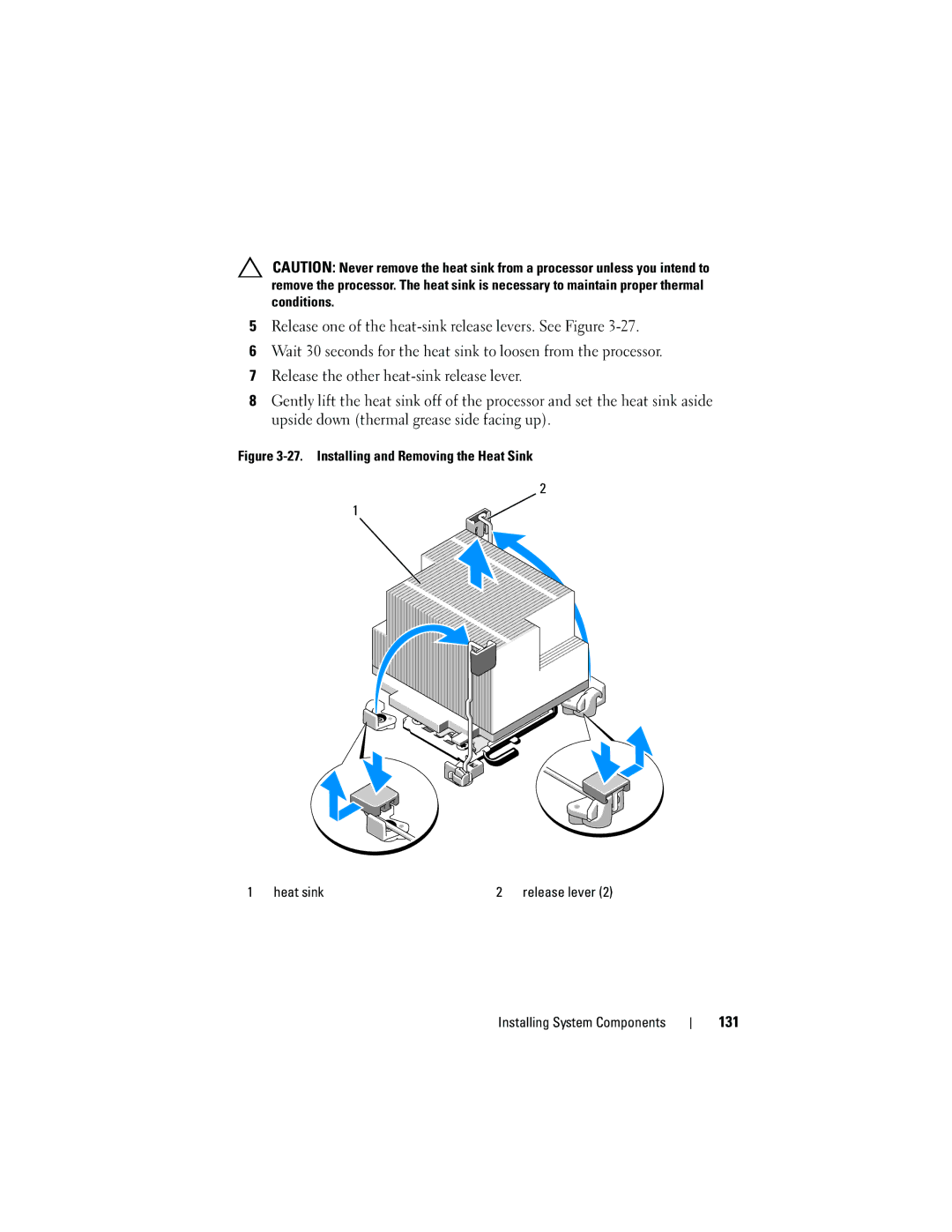 Dell DL2100 owner manual 131, Installing and Removing the Heat Sink Heat sink 