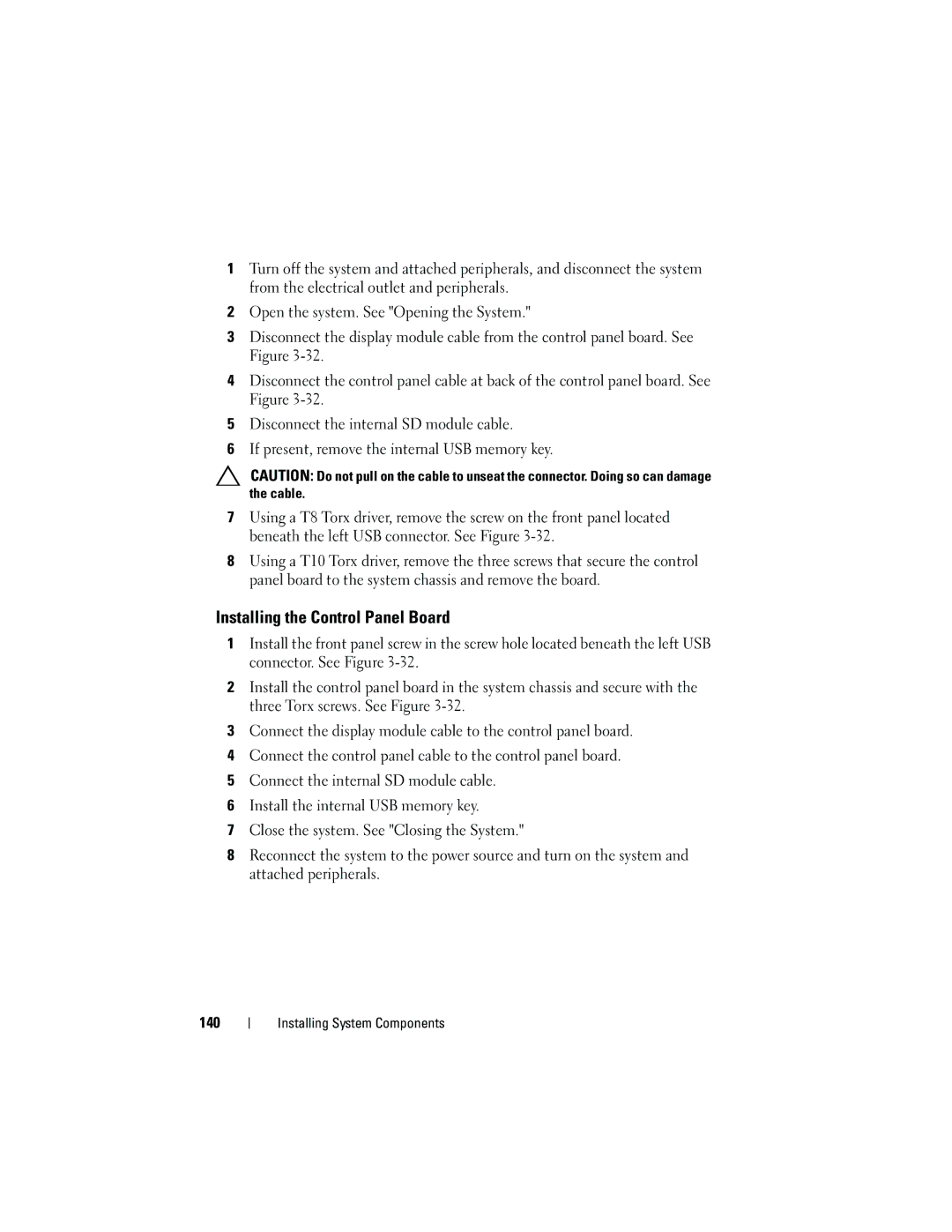 Dell DL2100 owner manual Installing the Control Panel Board 