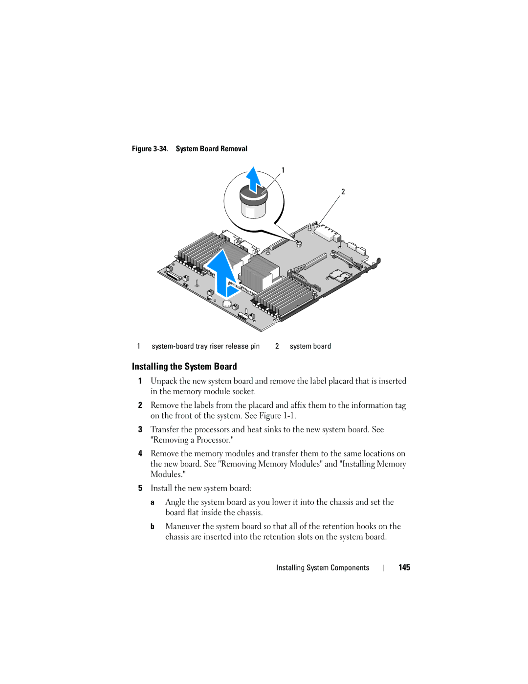 Dell DL2100 owner manual Installing the System Board, 145 