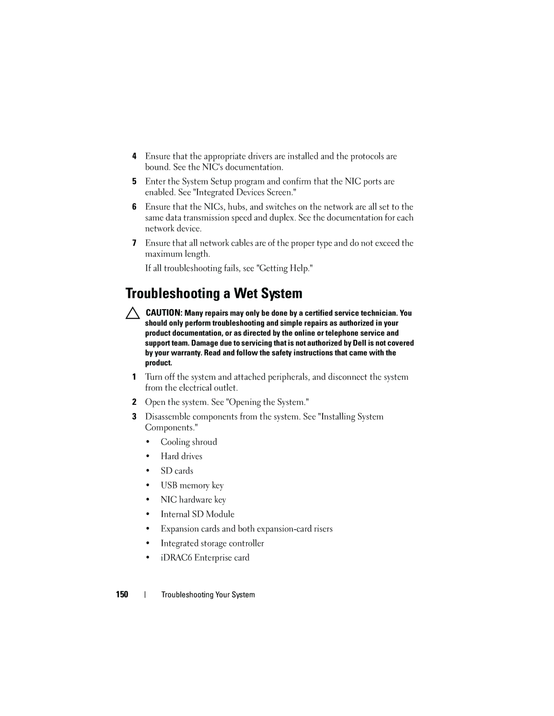 Dell DL2100 owner manual Troubleshooting a Wet System 