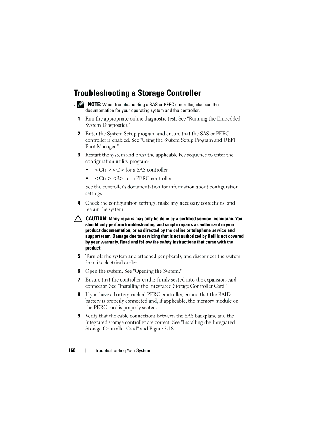 Dell DL2100 owner manual Troubleshooting a Storage Controller 