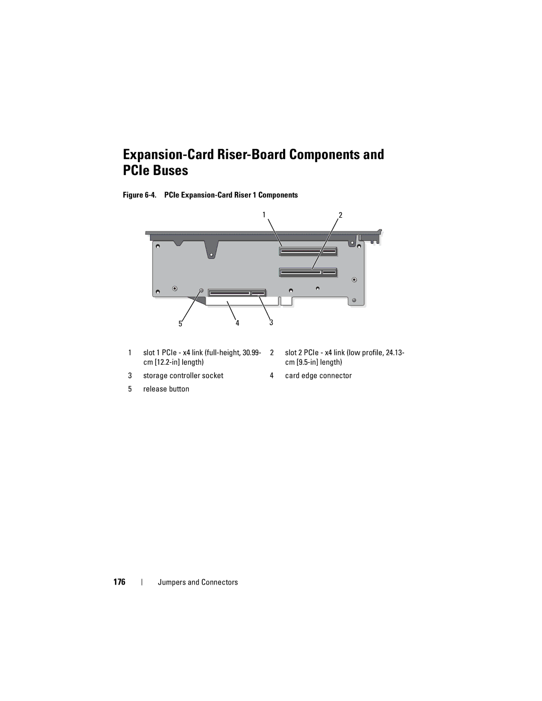 Dell DL2100 owner manual Expansion-Card Riser-Board Components and PCIe Buses, 176, Cm 12.2-in length Cm 9.5-in length 