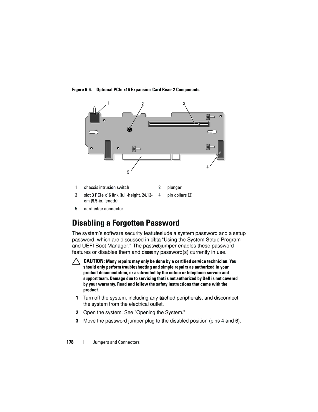 Dell DL2100 owner manual Disabling a Forgotten Password, Cm 9.5-in length Card edge connector 