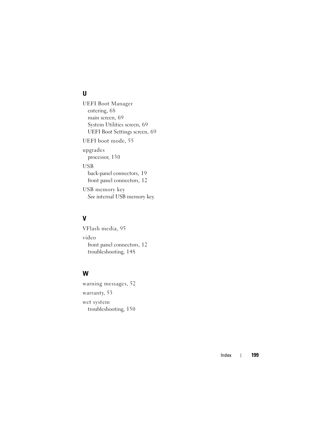 Dell DL2100 owner manual Uefi Boot Manager entering, 68 main screen, Uefi boot mode, 199 