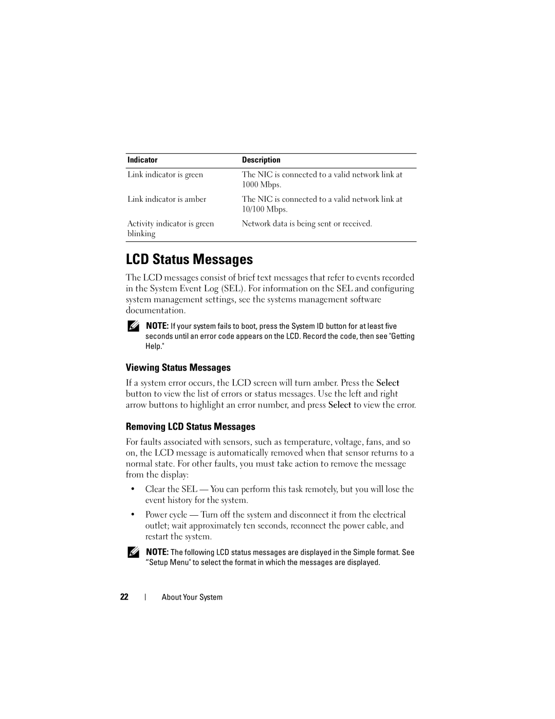 Dell DL2100 owner manual Viewing Status Messages, Removing LCD Status Messages 