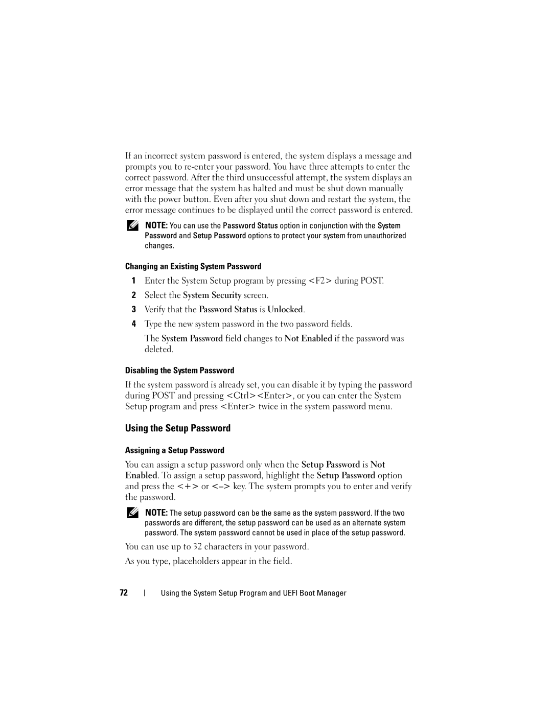 Dell DL2100 owner manual Using the Setup Password 