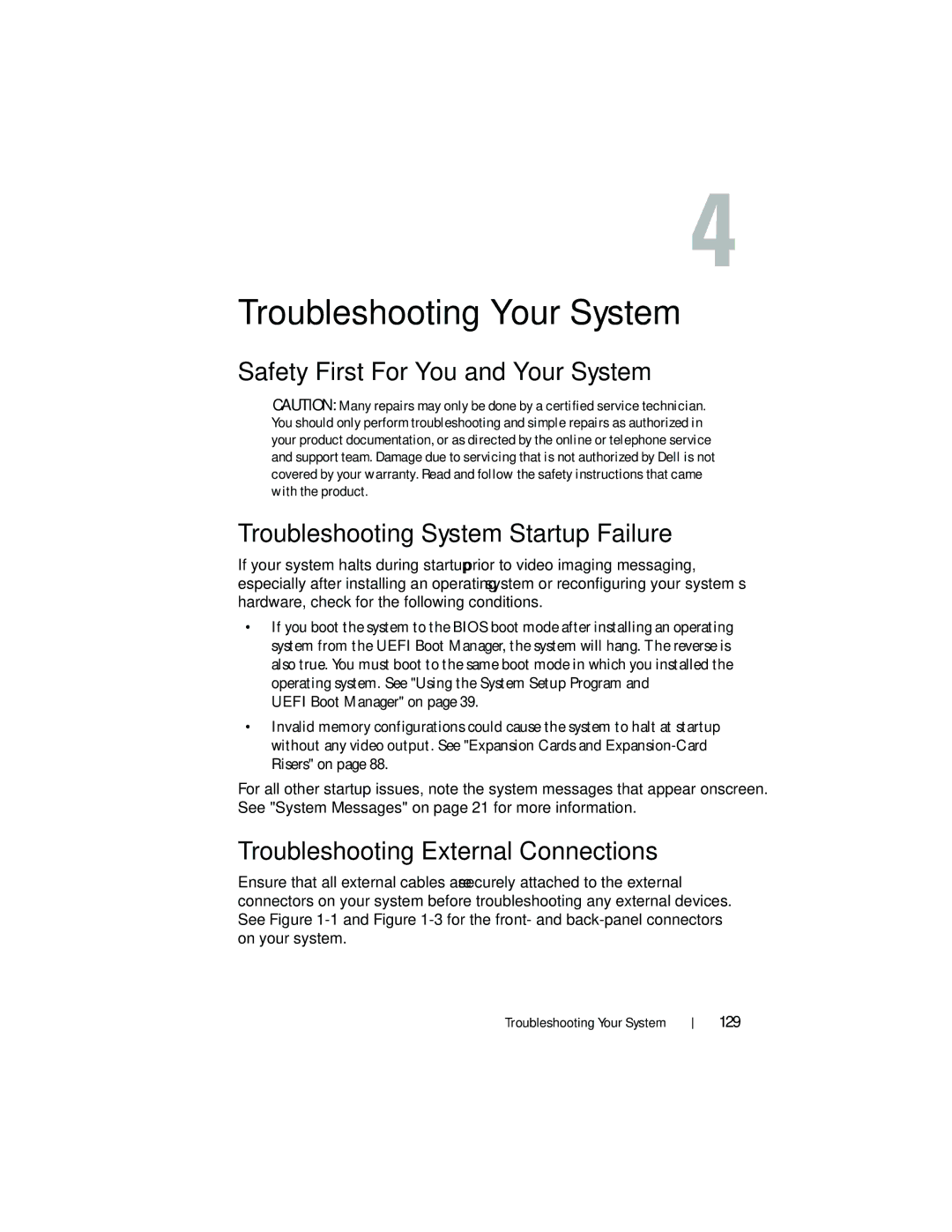 Dell DL2200 owner manual Troubleshooting External Connections, Troubleshooting Your System 