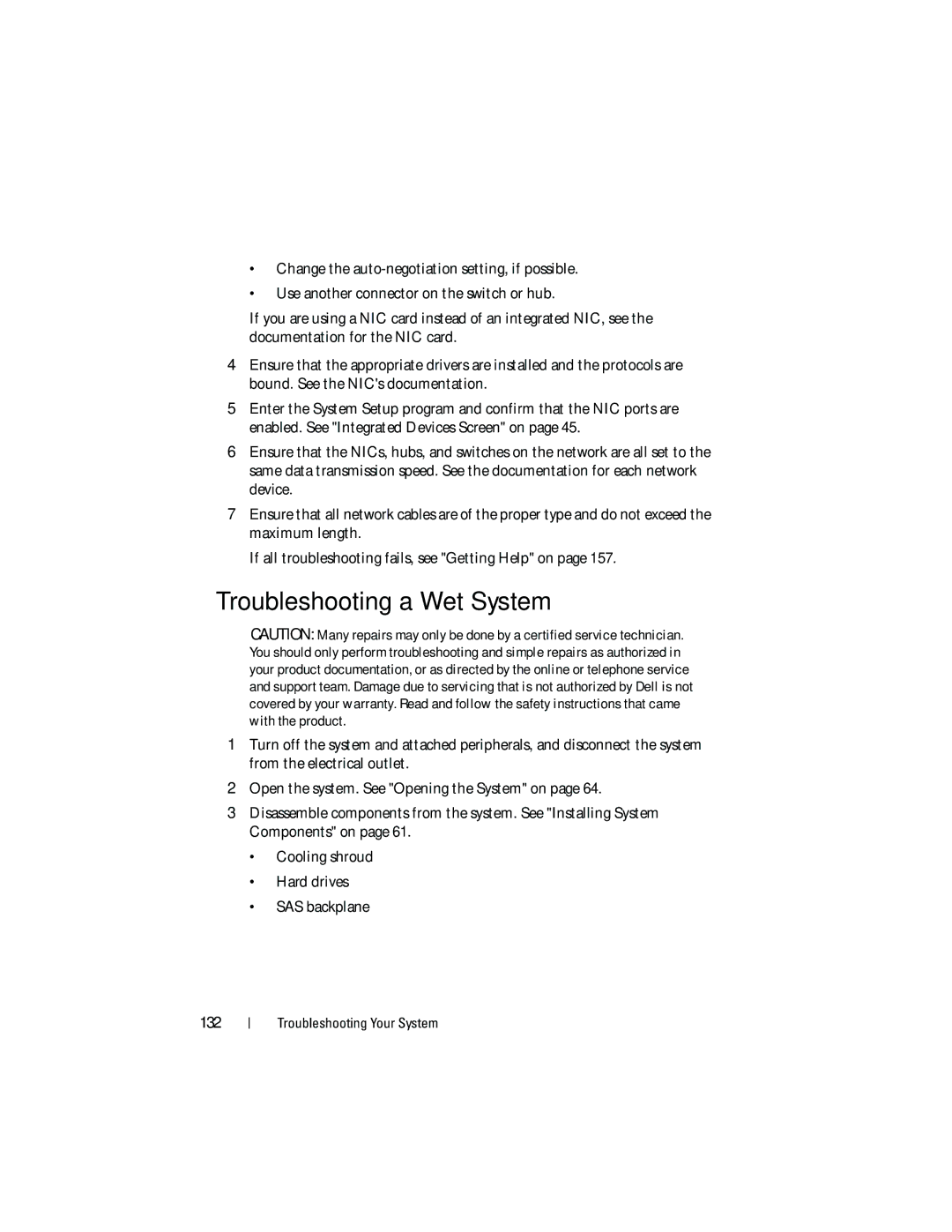 Dell DL2200 owner manual Troubleshooting a Wet System 