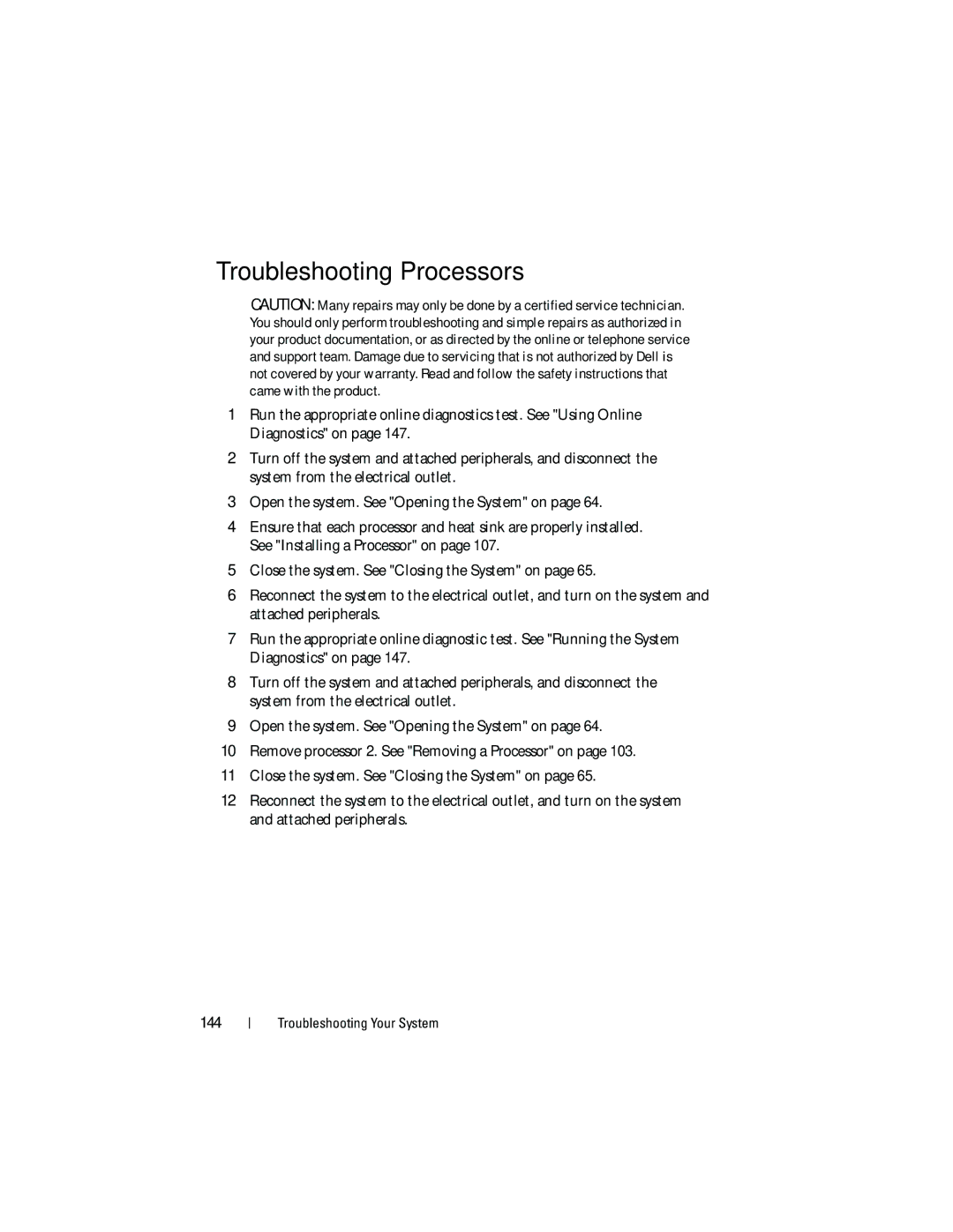 Dell DL2200 owner manual Troubleshooting Processors 