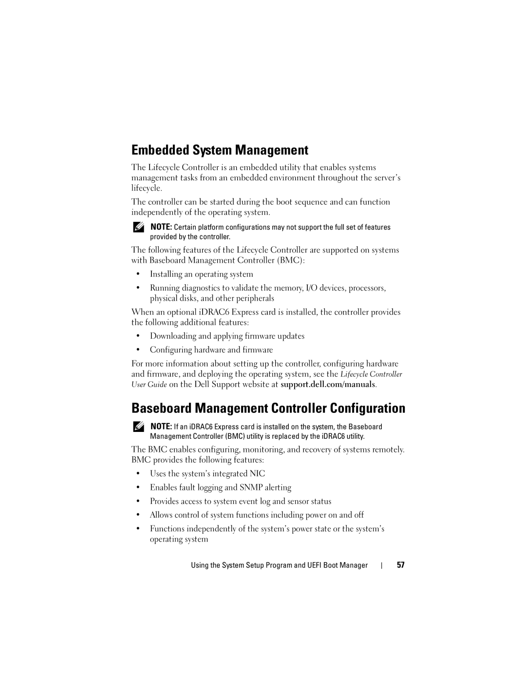 Dell DL2200 owner manual Embedded System Management, Baseboard Management Controller Configuration 