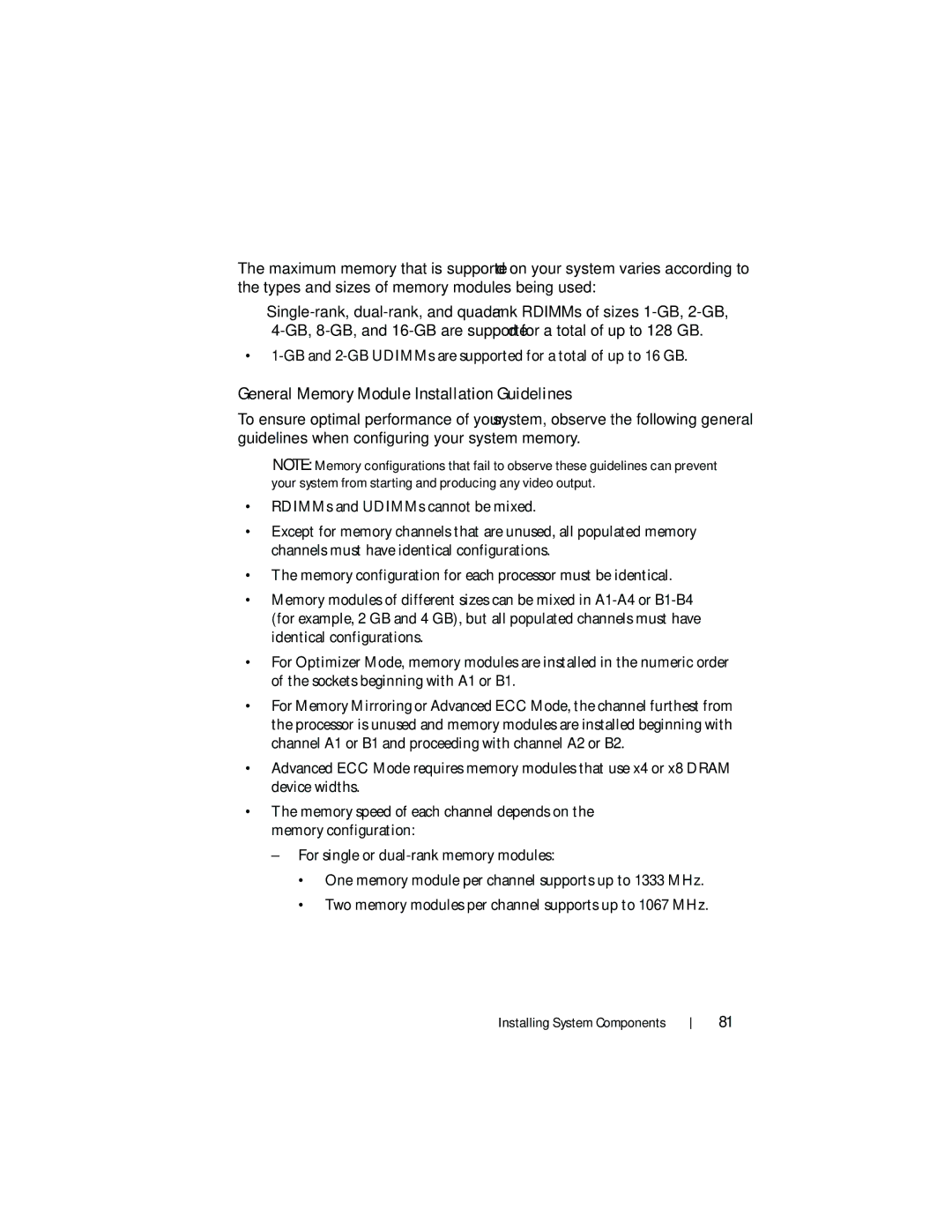 Dell DL2200 owner manual General Memory Module Installation Guidelines 