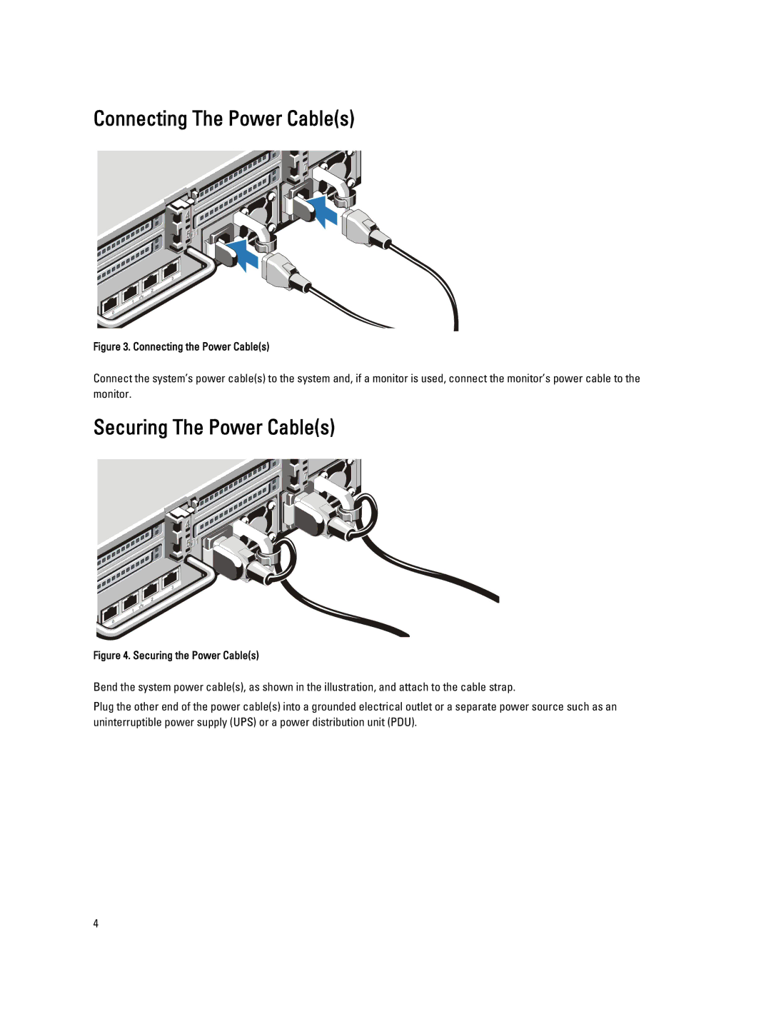 Dell DL2300 manual Connecting The Power Cables, Securing The Power Cables 