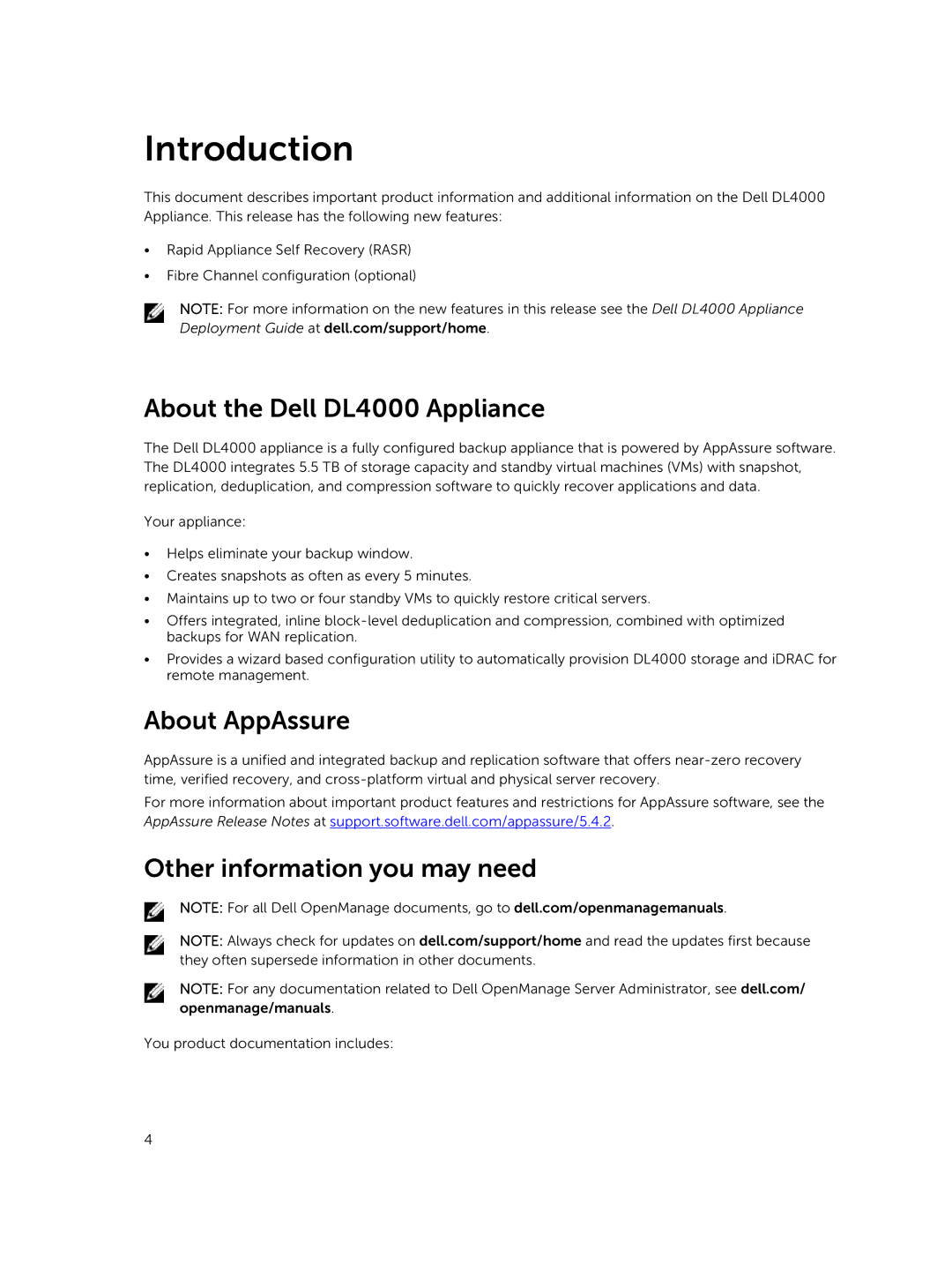 Dell manual About the Dell DL4000 Appliance, About AppAssure, Other information you may need 