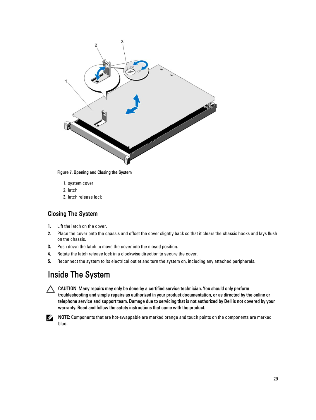 Dell DL4000 owner manual Inside The System, Closing The System 