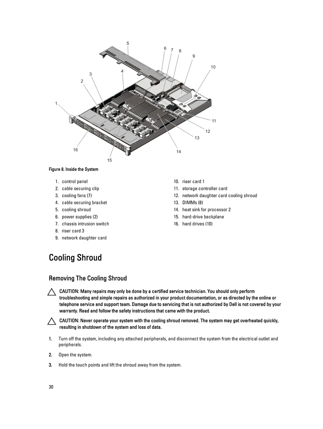 Dell DL4000 owner manual Removing The Cooling Shroud 