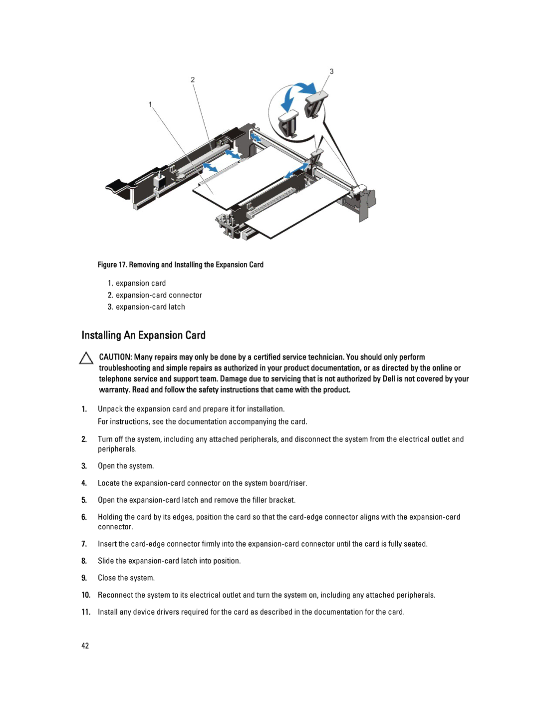 Dell DL4000 owner manual Installing An Expansion Card, Removing and Installing the Expansion Card 