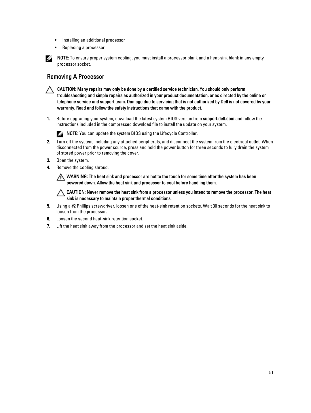 Dell DL4000 owner manual Removing a Processor 