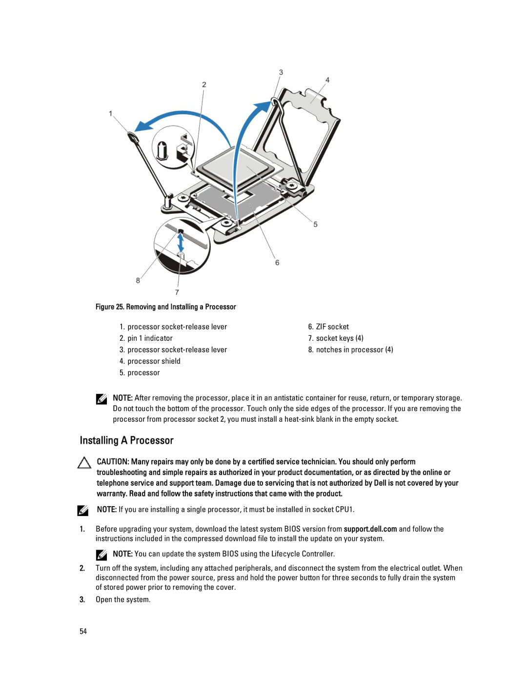 Dell DL4000 owner manual Removing and Installing a Processor 