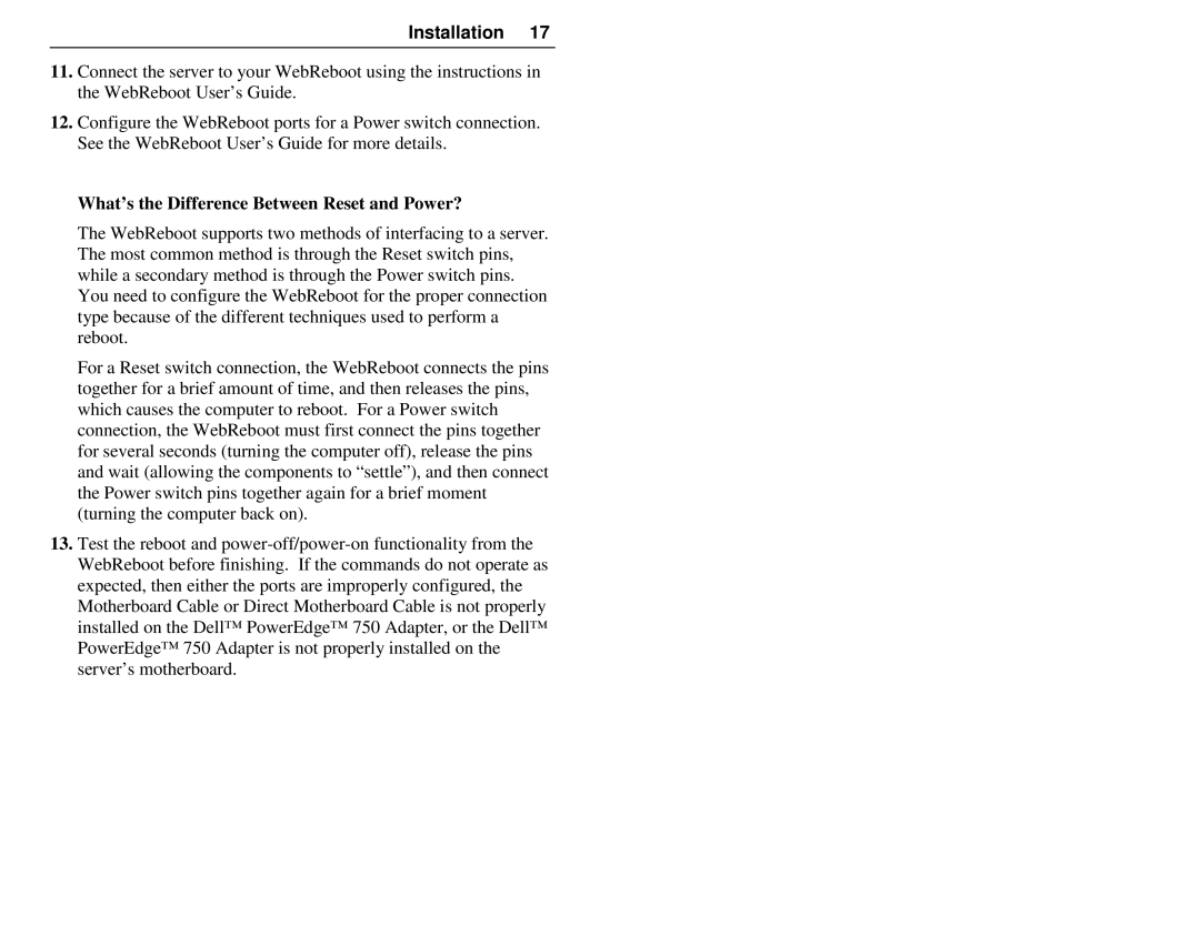 Dell DPE750 manual What’s the Difference Between Reset and Power? 