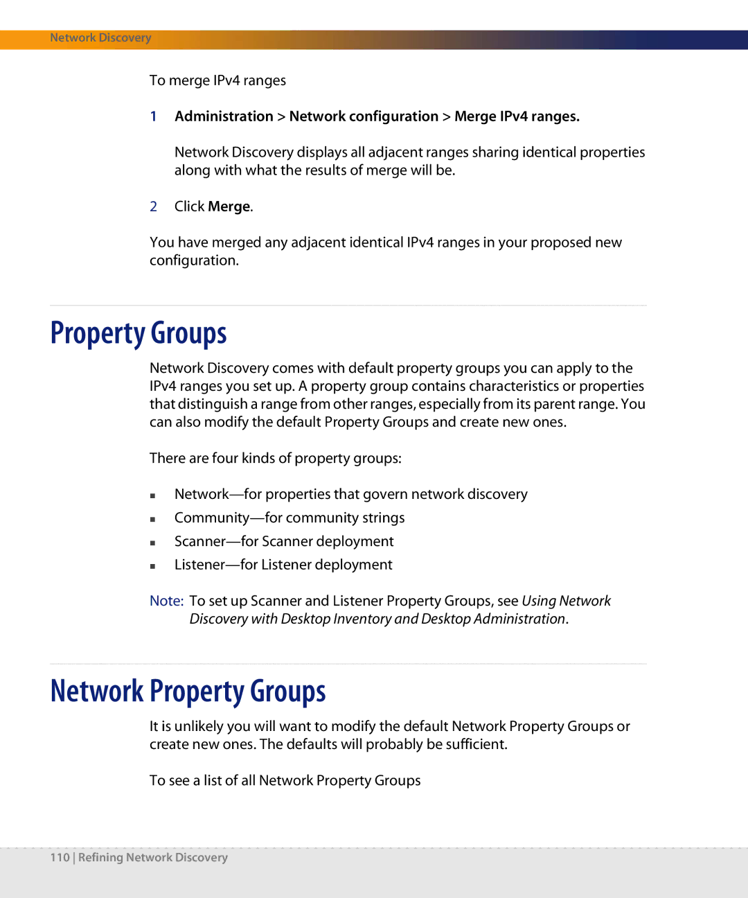 Dell DPND-523-EN12 manual Network Property Groups 