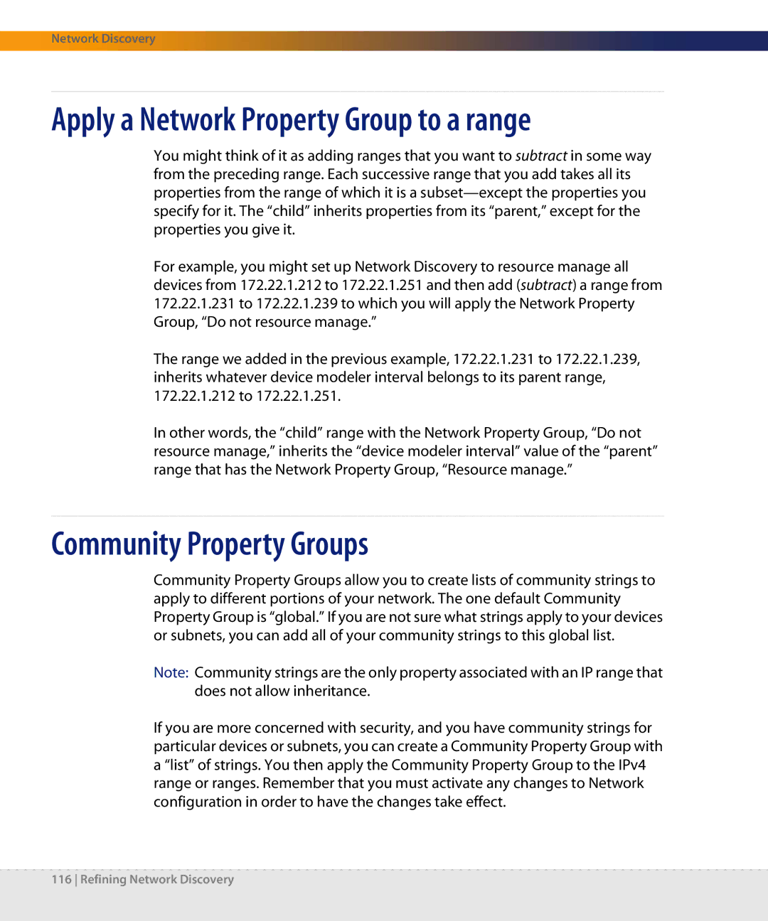 Dell DPND-523-EN12 manual Apply a Network Property Group to a range, Community Property Groups 