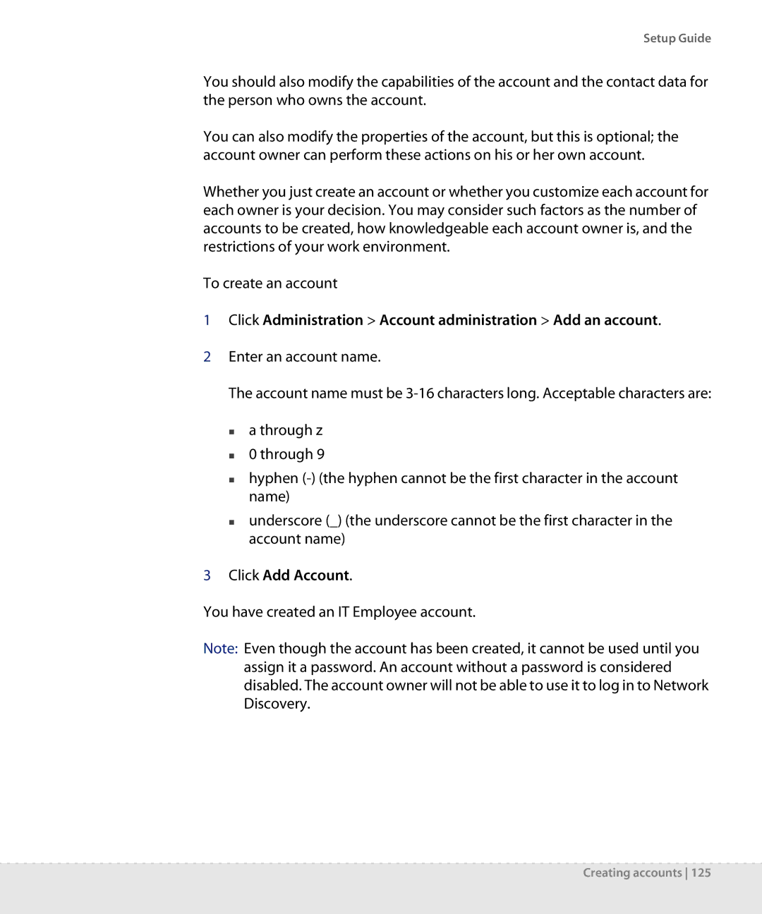 Dell DPND-523-EN12 manual Creating accounts 