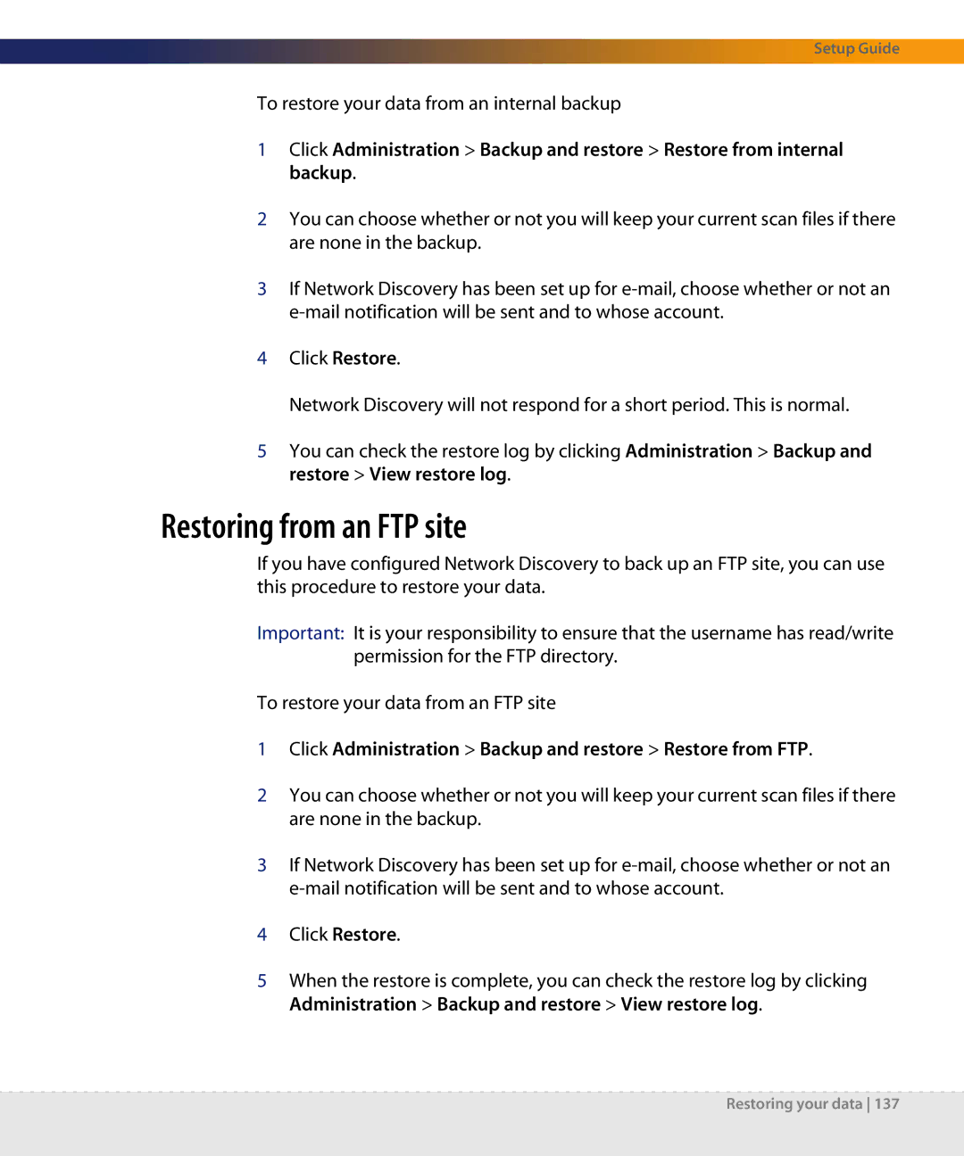 Dell DPND-523-EN12 manual Restoring from an FTP site 