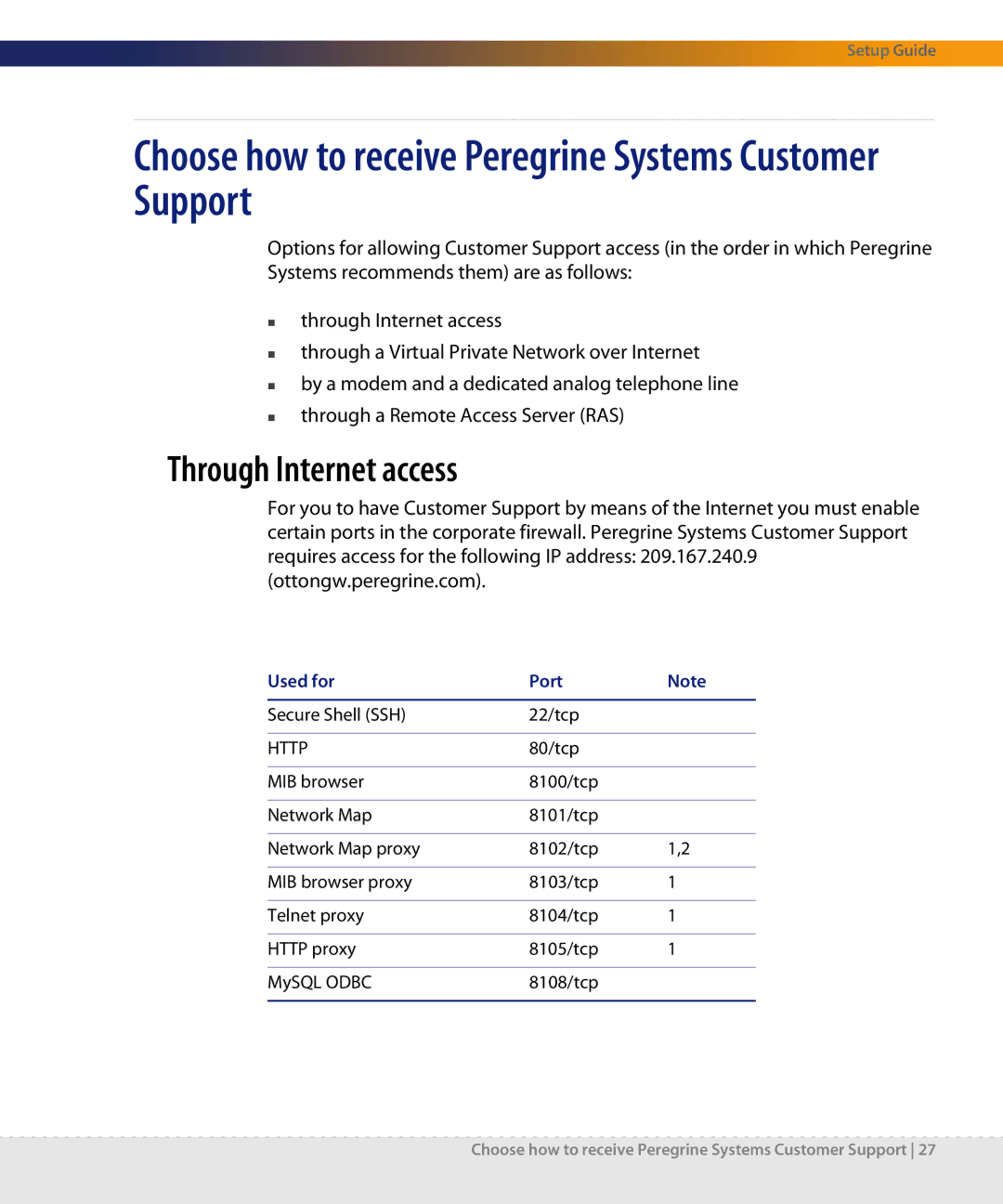 Dell DPND-523-EN12 manual Choose how to receive Peregrine Systems Customer Support, Through Internet access 