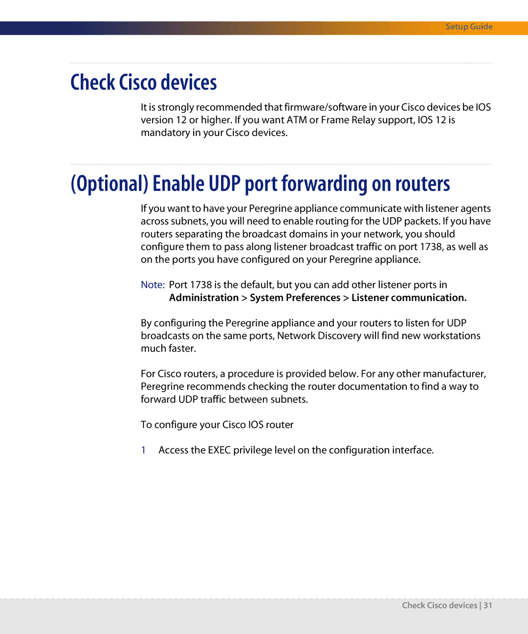 Dell DPND-523-EN12 manual Check Cisco devices, Optional Enable UDP port forwarding on routers 