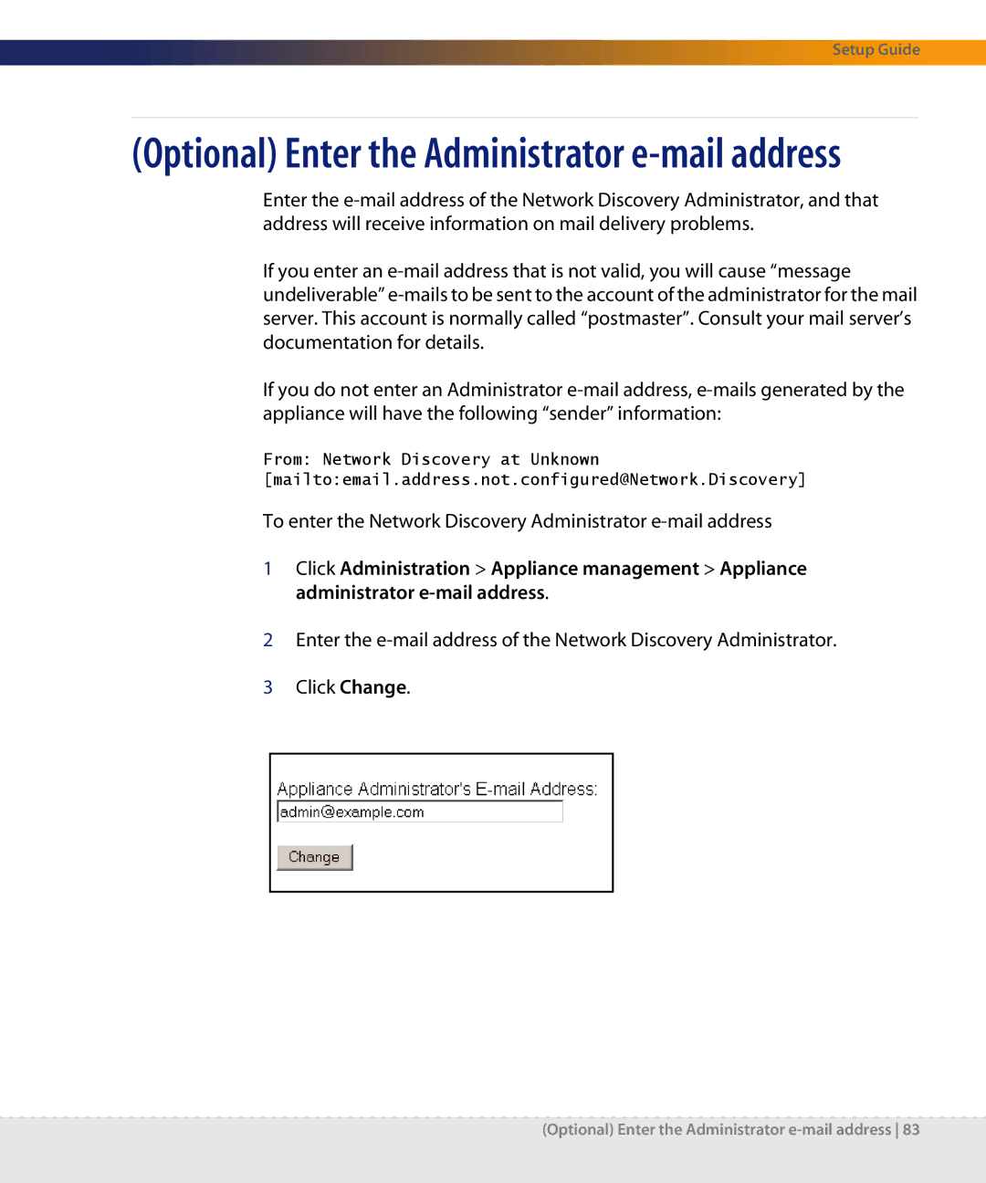 Dell DPND-523-EN12 manual Optional Enter the Administrator e-mail address 