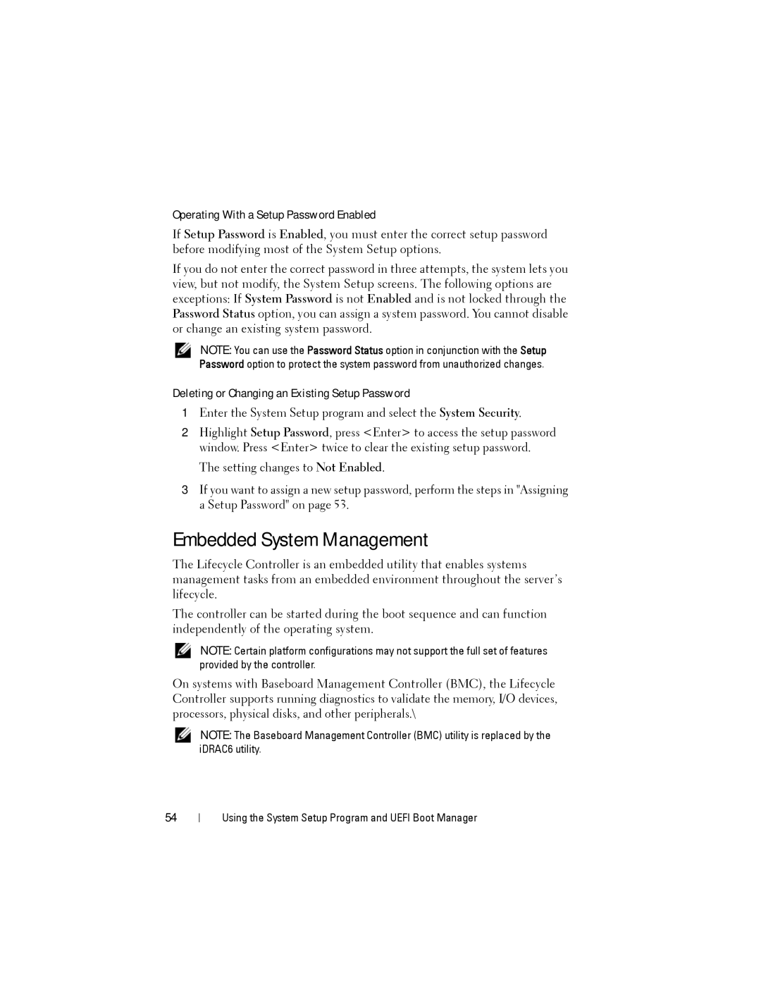 Dell DR4000 owner manual Embedded System Management, Operating With a Setup Password Enabled 