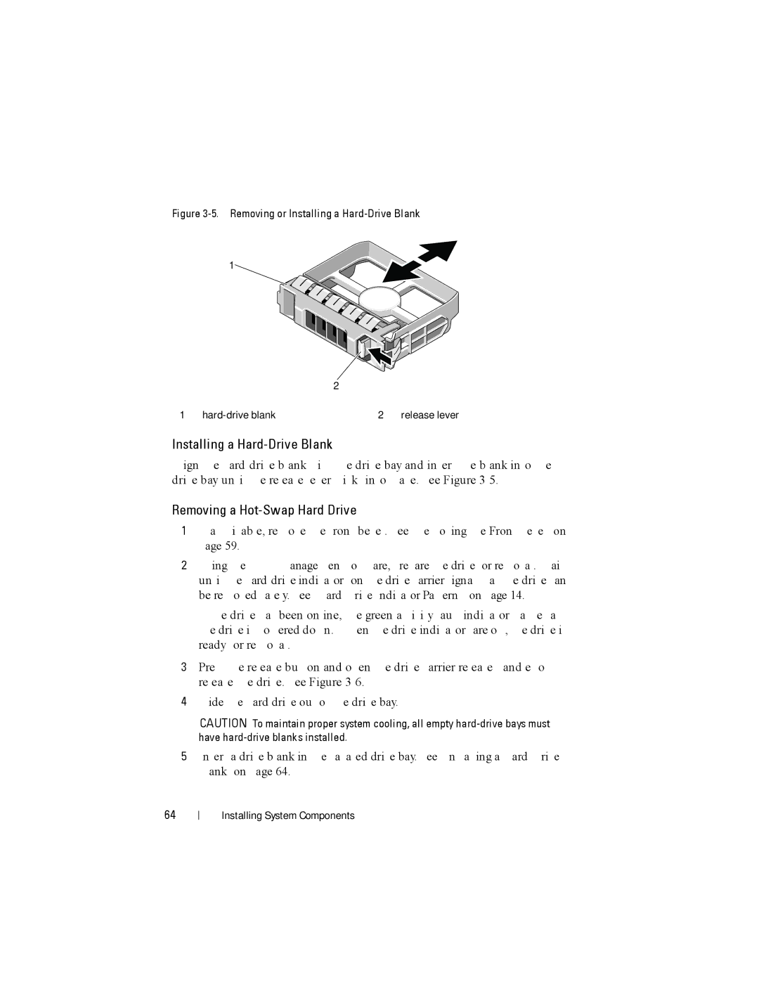 Dell DR4000 owner manual Installing a Hard-Drive Blank, Removing a Hot-Swap Hard Drive 