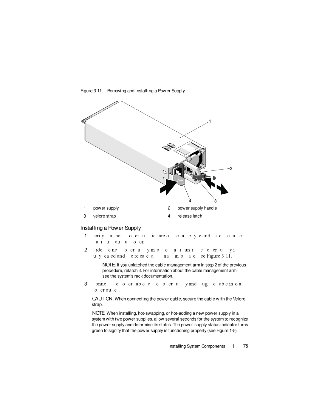 Dell DR4000 owner manual Removing and Installing a Power Supply 