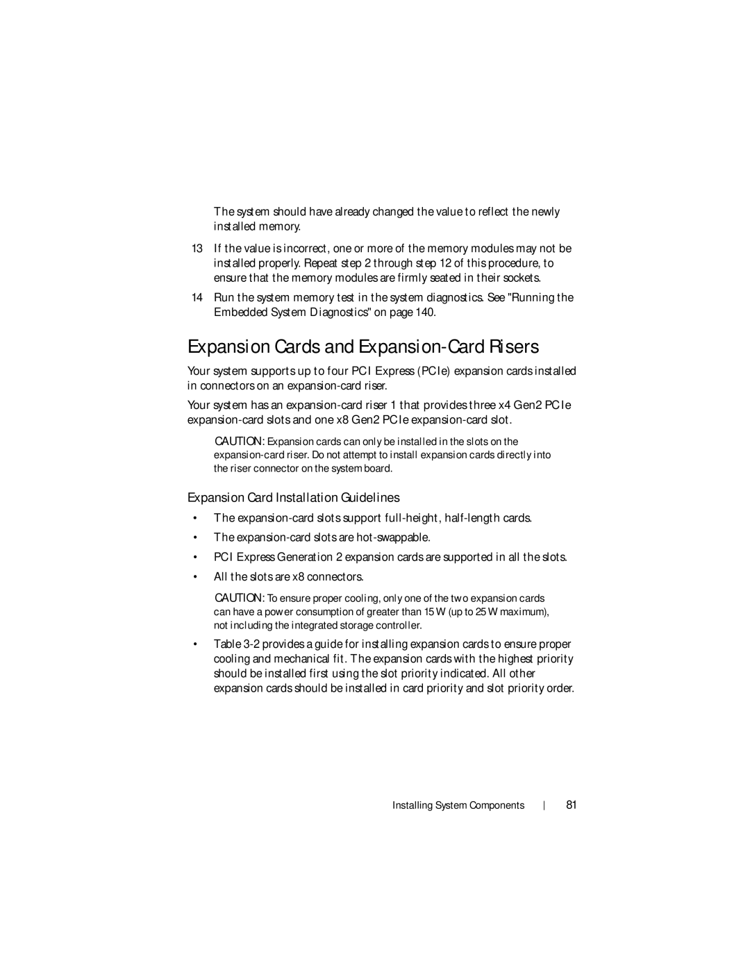 Dell DR4000 owner manual Expansion Cards and Expansion-Card Risers, Expansion Card Installation Guidelines 