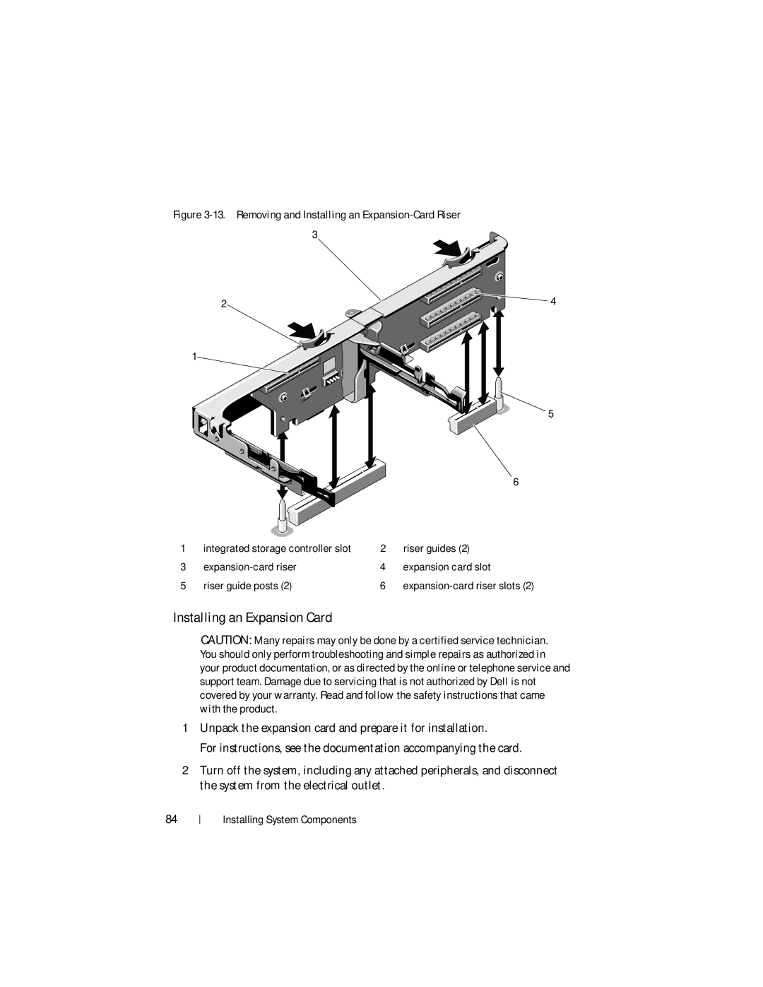 Dell DR4000 owner manual Installing an Expansion Card, Removing and Installing an Expansion-Card Riser 