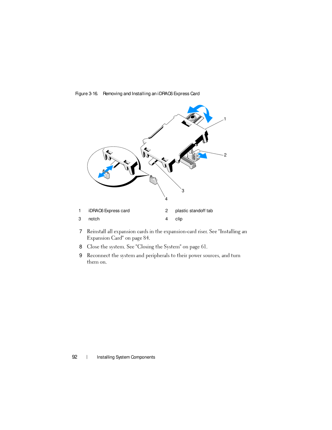 Dell DR4000 owner manual Removing and Installing an iDRAC6 Express Card 