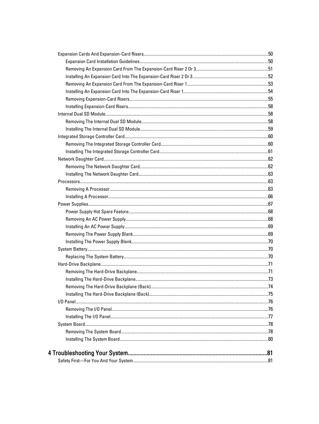 Dell DR4100 owner manual Troubleshooting Your System, Safety First-For You And Your System 