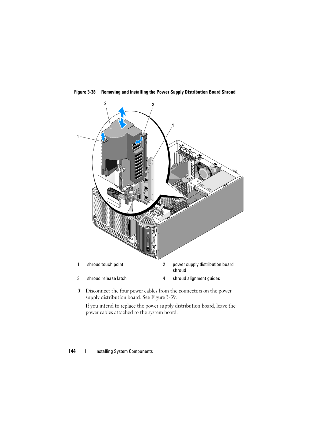 Dell DR715, T605 owner manual Shroud release latch Shroud alignment guides 