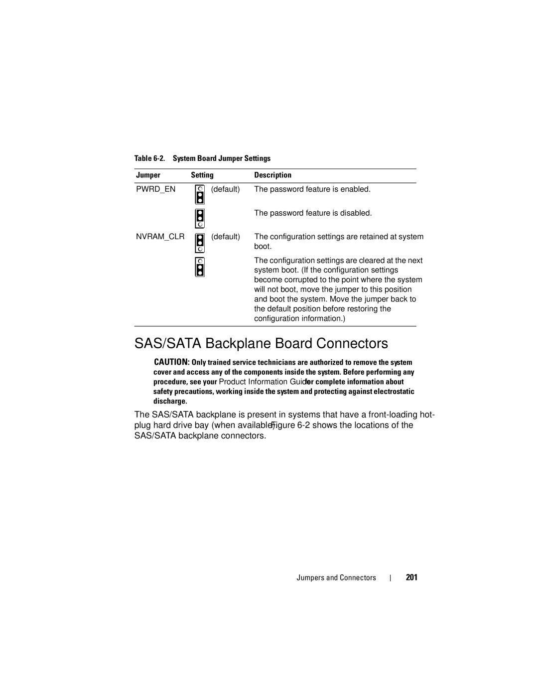 Dell T605, DR715 owner manual SAS/SATA Backplane Board Connectors, 201 