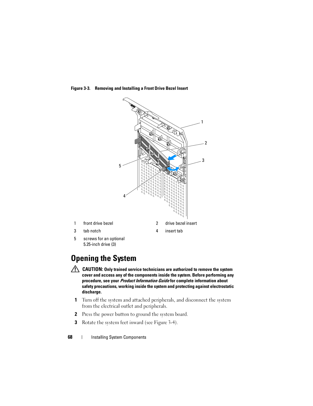 Dell DR715, T605 owner manual Opening the System, Tab notch Insert tab 