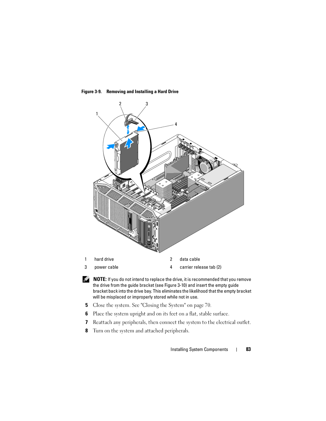 Dell T605, DR715 owner manual Carrier release tab 