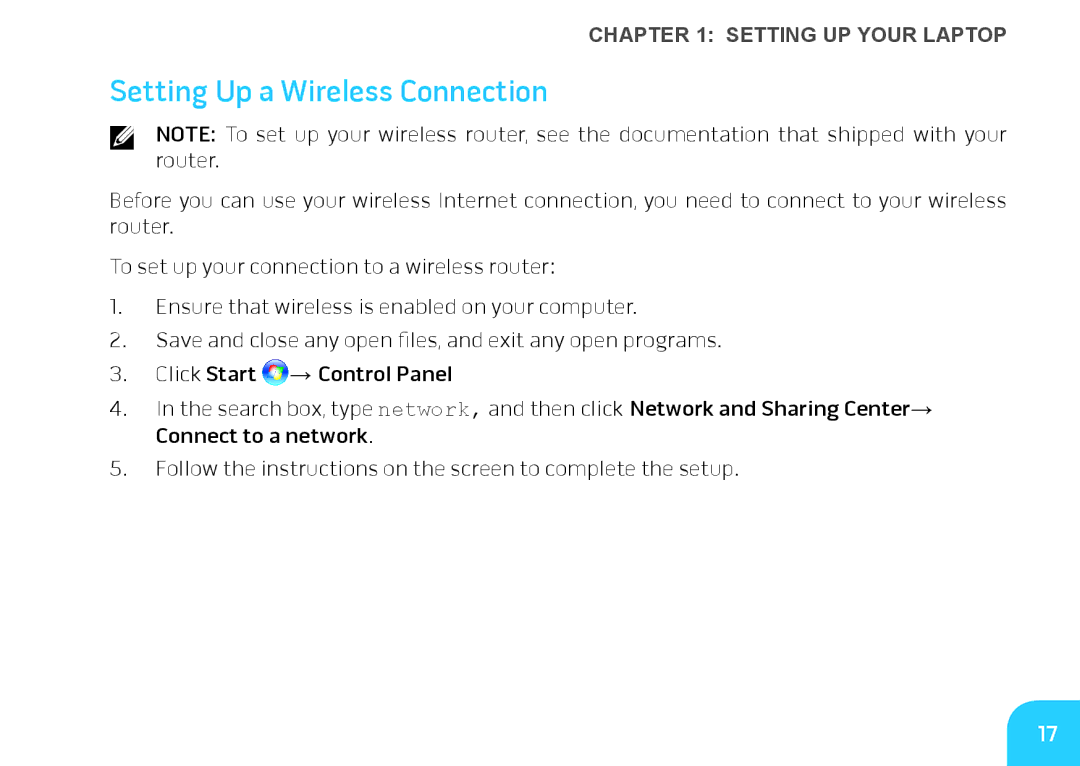 Dell P06T, DRF37 manual Setting Up a Wireless Connection 