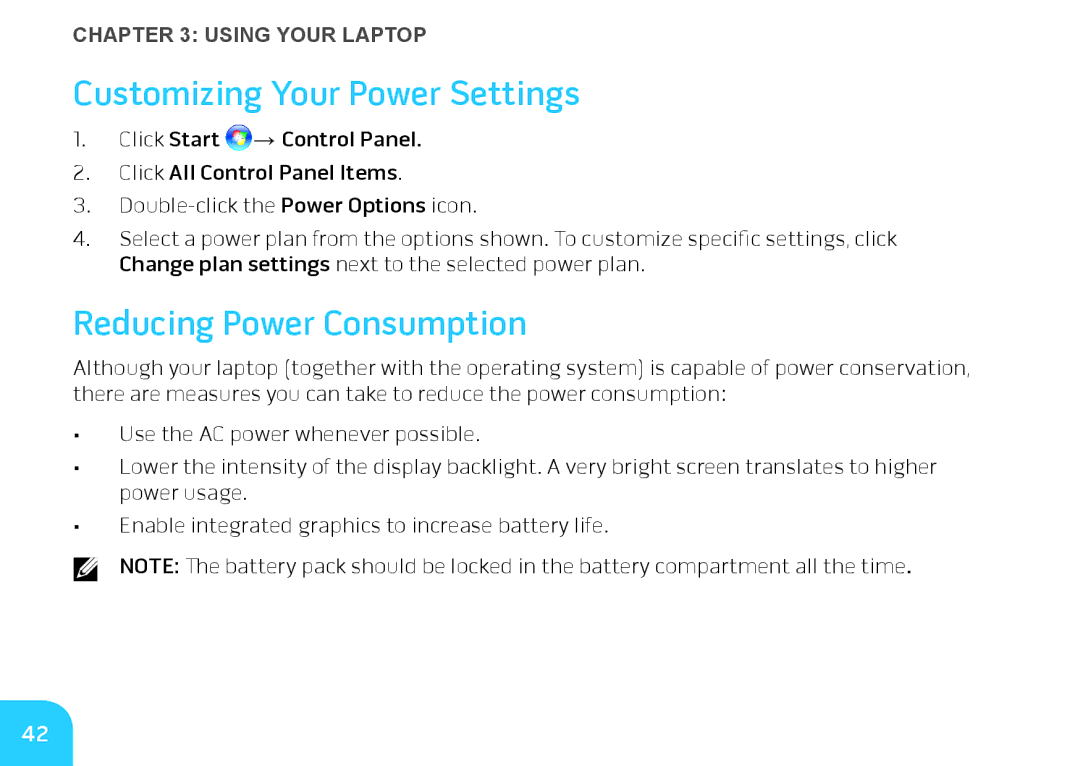 Dell DRF37, P06T manual Customizing Your Power Settings, Reducing Power Consumption 