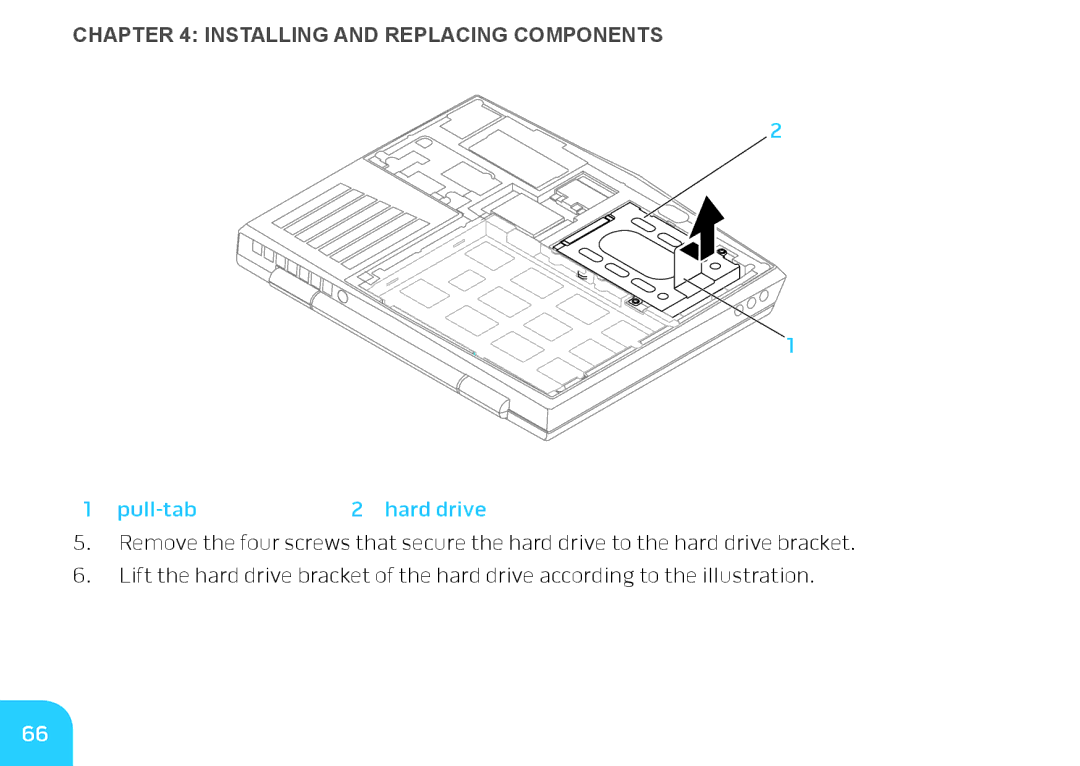 Dell DRF37, P06T manual Pull-tab Hard drive 