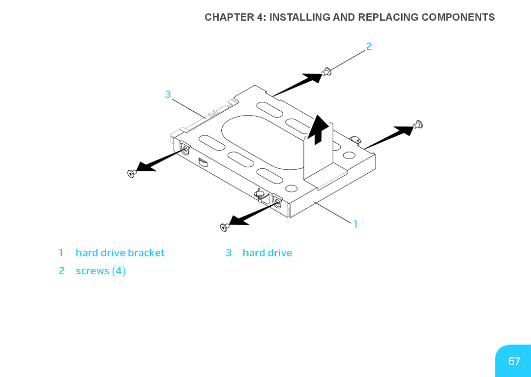 Dell P06T, DRF37 manual Hard drive bracket Screws 