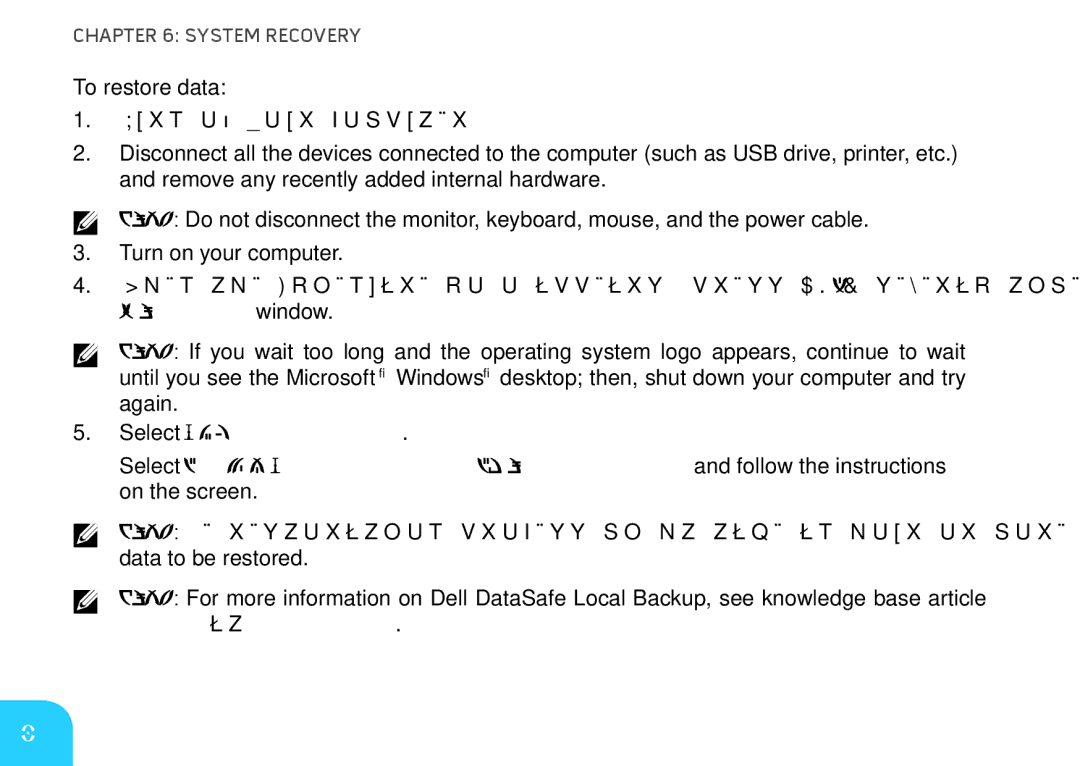 Dell DRF37, P06T manual ﻿YS﻿TEM Recovery 